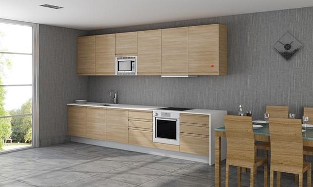 diseño de cocina integral pequeña de madera